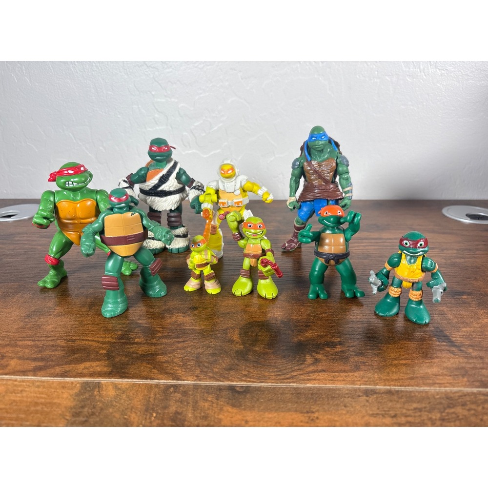TMNT Action Figure Lot 9pc Leonardo Raphael Michelangelo Mixed Eras Playmates
